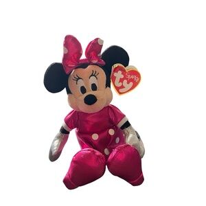 Ty Disney Beanie Baby Minnie Mouse Sparkle Pink Plush New With Tags